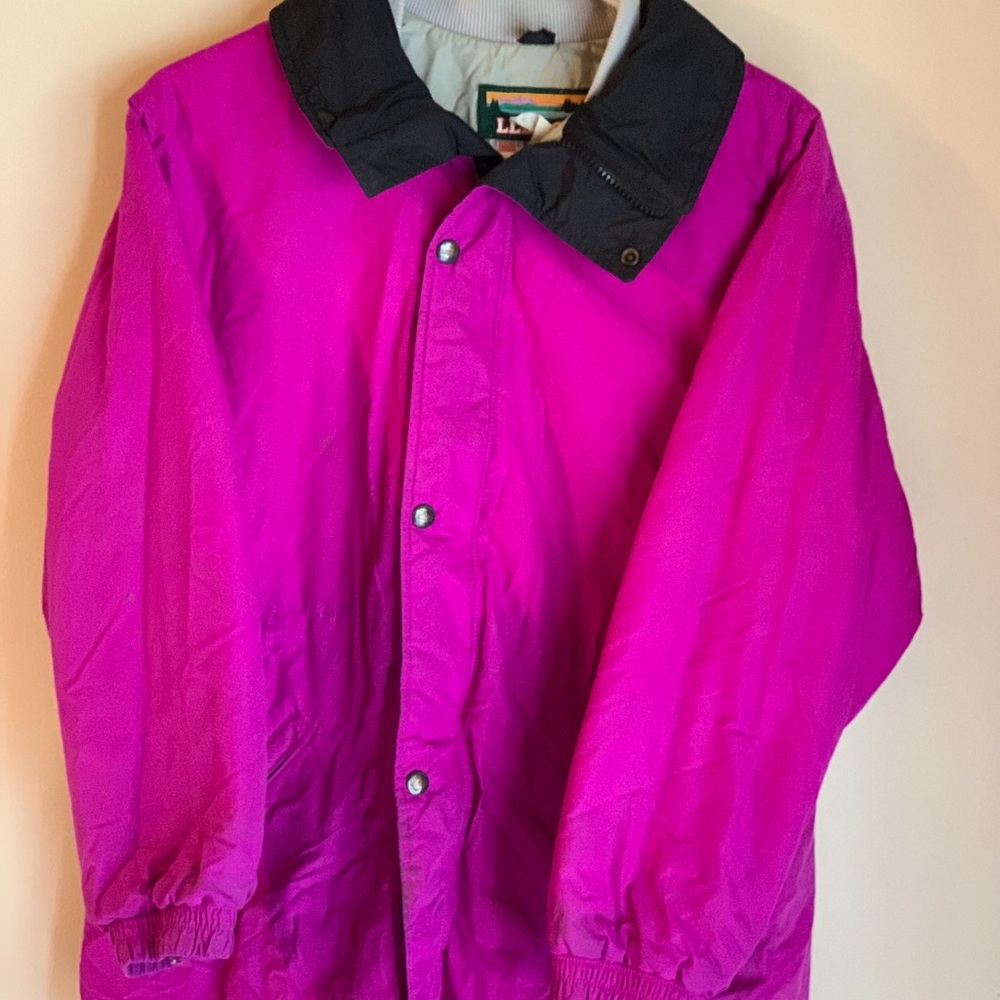 Vintage LL Bean Lined Warm Up Jacket Purple Pink Size L Youth